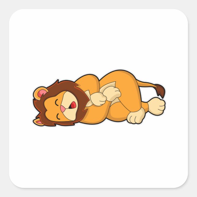 Sticker Carré Lion dormant (Devant)