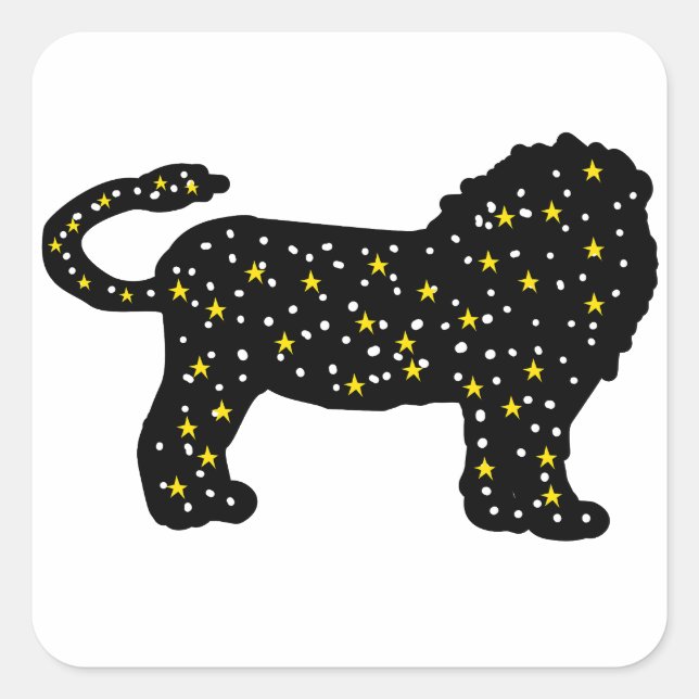Sticker Carré Lion Espace Étoiles Zodiaque (Devant)
