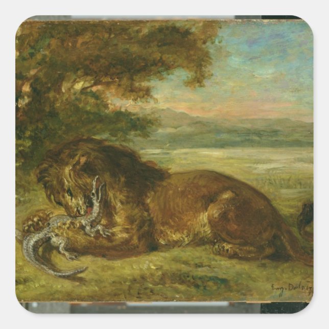 Sticker Carré Lion et Alligator, 1863 (Devant)