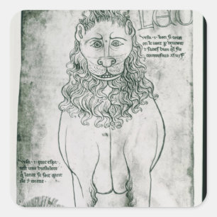 Sticker Carré Lion et porc-épic de Mme Fr 19093 fol.24v