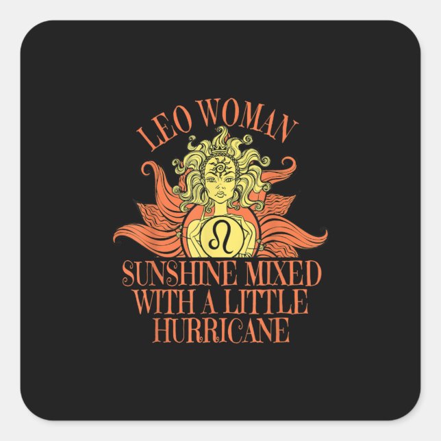 Sticker Carré Lion femme Zodiac Signal Juillet Août Anniversaire (Devant)