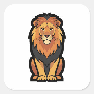Sticker Carré Lion Force Silencieuse – Illustration Animale Mini