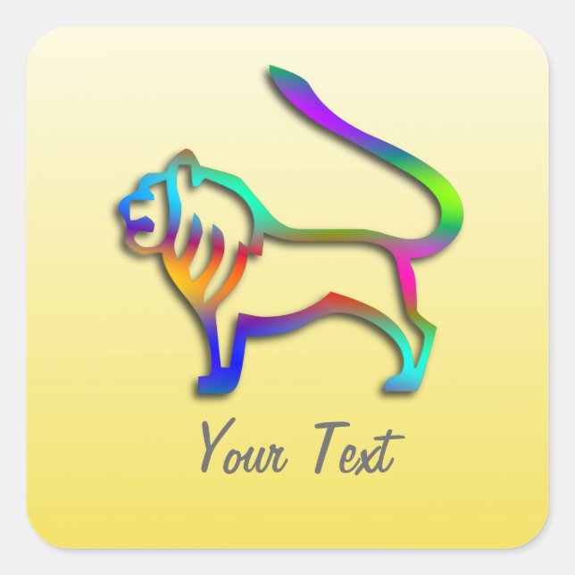 Sticker Carré Lion Lion Étoile Zodiaque Panneau Arc-en-ciel sur  (Devant)