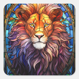 Sticker Carré Lion Majestueux En Verre Tissan