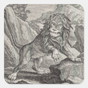 Sticker Carré Lion mâle dans le parc national du Serengeti, Tanz