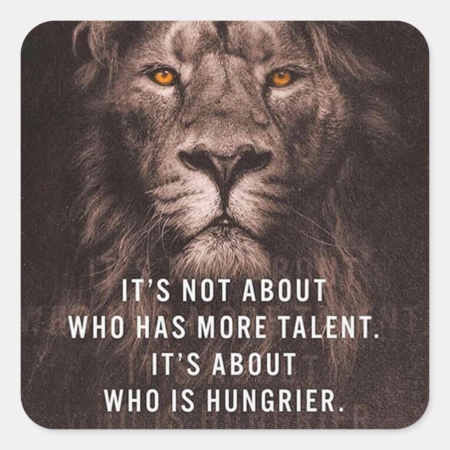 Sticker Carré Lion - Mots Motivationnels - Inspiration (Devant)