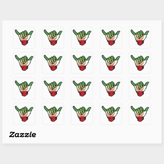 Sticker Carré Lion Persan Shaka Main (Feuille)