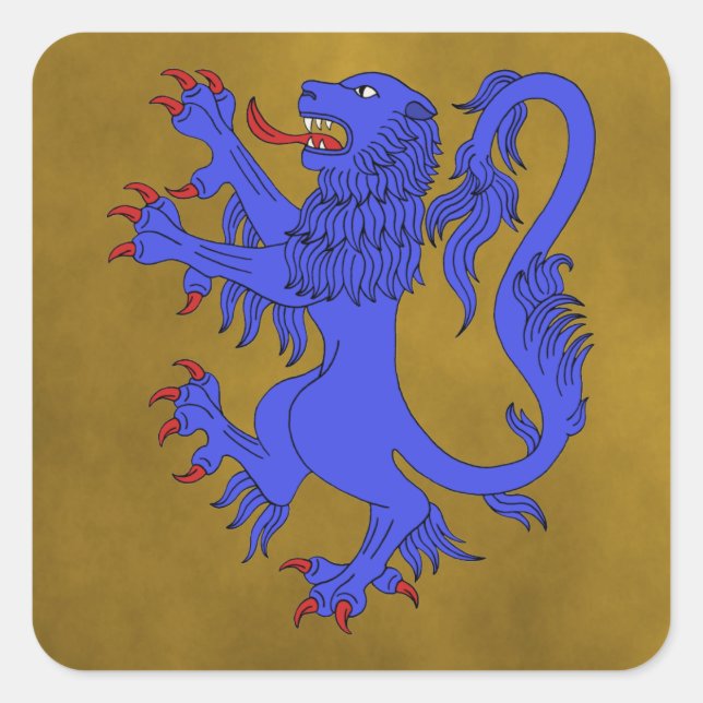 Sticker Carré Lion Rampant Azure (Devant)