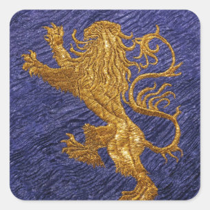 Sticker Carré Lion rampant - or sur bleu