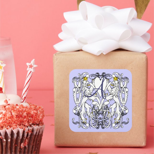 Sticker Carré Lion Rampant Renaissance Mariage (Fête)