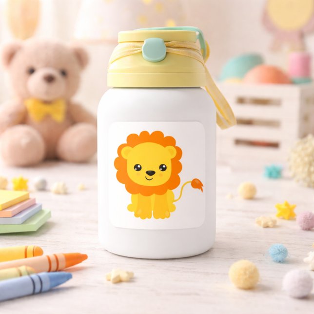 Sticker Carré Lion Safari Tendance (Créateur téléchargé)