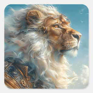 Sticker Carré Lion Steampunk