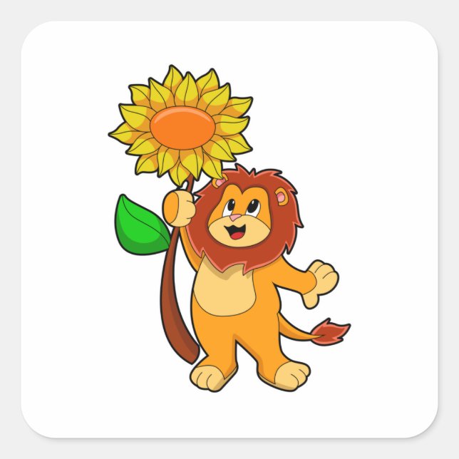 Sticker Carré Lion with Flower (Devant)
