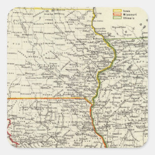 Sticker Carré L'Iowa, le Missouri, et l'Illinois