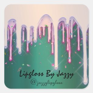 Sticker Carré Lipgloss maquillage vert gouttesFavoriser