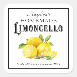 Sticker Carré Liqueur italien Limoncello fait maison avec nom