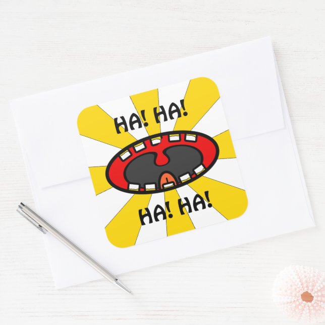 Sticker Carré Lire la bouche ouverte (avec les mauvaises dents,  (Enveloppe)