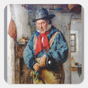 Sticker Carré L'Irlandais Met Du Whiskey Dans La Fiole Nom Balis