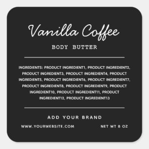 Sticker Carré Liste des ingrédients des lignes de script couleur