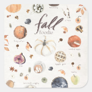 Sticker Carré Liste des sachets de nourriture pour automne Dîner