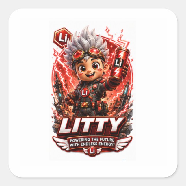 Sticker Carré lithium FÊTE D'ANNIVERSAIRE (Devant)