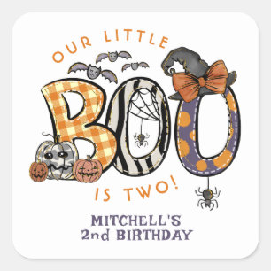 Sticker Carré Little Boo est deux Halloween 2e Anniversaire