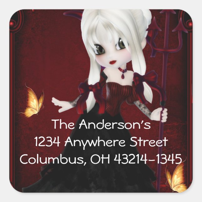 Sticker Carré Little Cookie Devil Girl Design 2 (Devant)