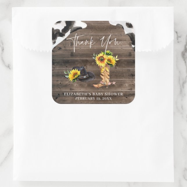 Sticker Carré Little Cowgirl | Western Baby shower Favour (Sac)