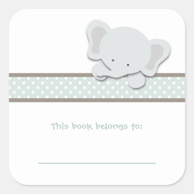 Sticker Carré Little Elephant {Turquoise} | Plaques (Devant)