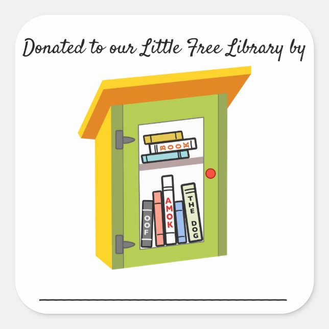 Sticker Carré Little Free Library Book Donation Plaques de livre (Devant)
