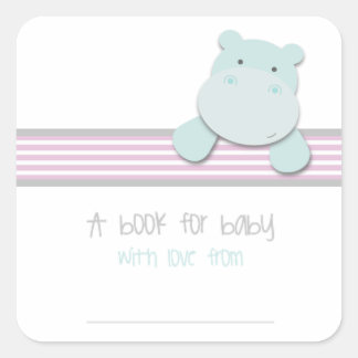 Sticker Carré Little Hippo - Livre pour bébé {Pink} | Plaques