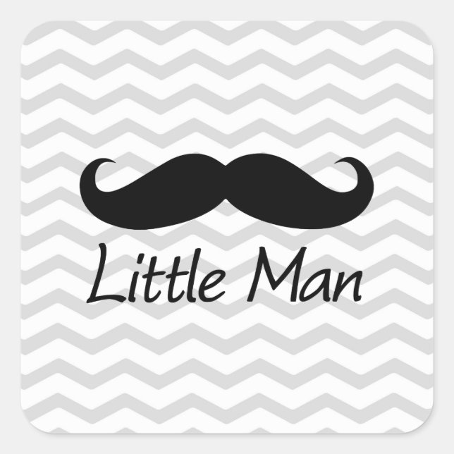 Sticker Carré Little Man Mustache Chevron mignons Garçons (Devant)