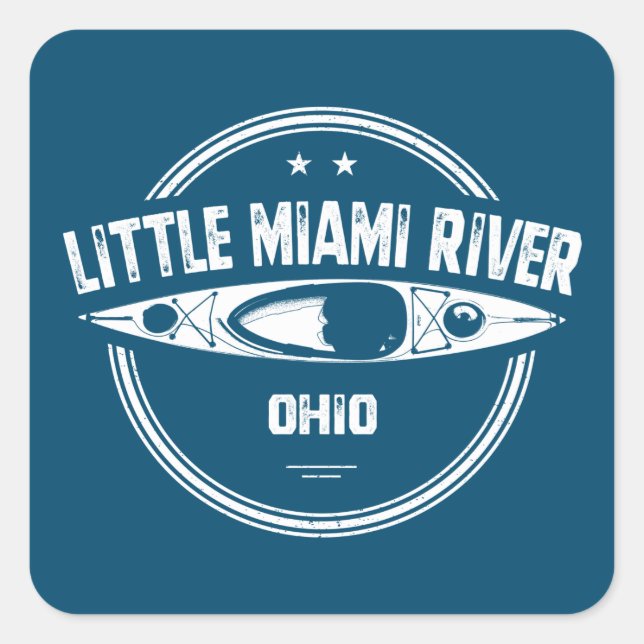 Sticker Carré Little Miami River Ohio Kayak (Devant)