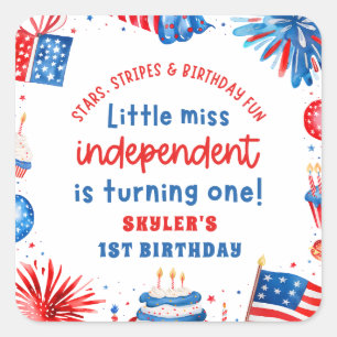 Sticker Carré Little Miss Independent 4 juillet 1er anniversaire