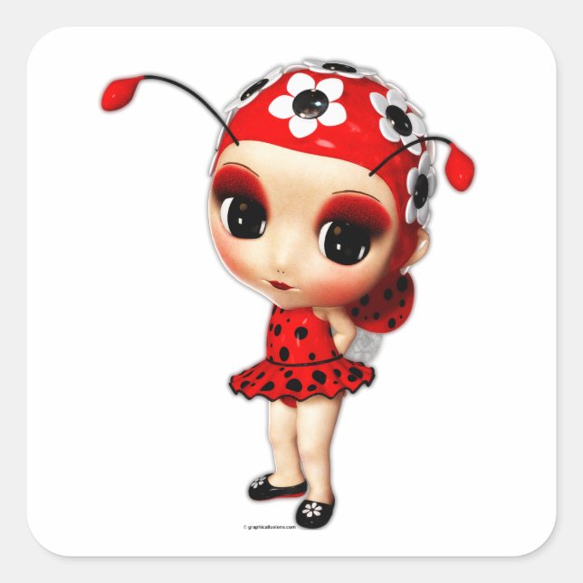 Sticker Carré Little Miss Ladybug (Devant)