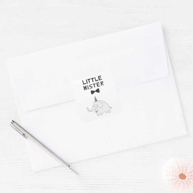 Sticker Carré Little Mister | Baby Party Elephant | (Enveloppe)
