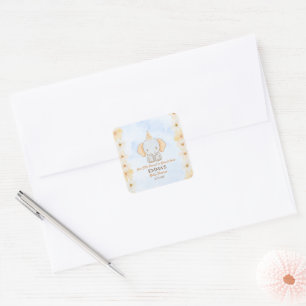 Sticker Carré Little Peanut Dreams - Baby shower d'éléphants