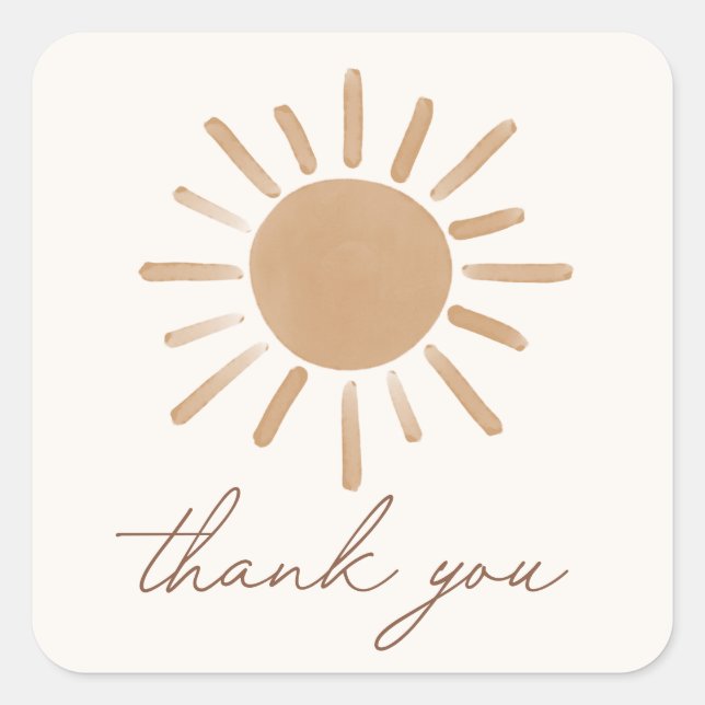 Sticker Carré Little Ray of Sunshine Boho Baby shower (Devant)