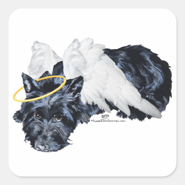 Sticker Carré Little Resting Scottie Angel (Devant)