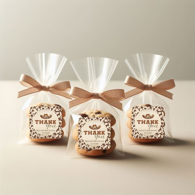 Sticker Carré Little Western Cowboy Baby shower (Créateur téléchargé)