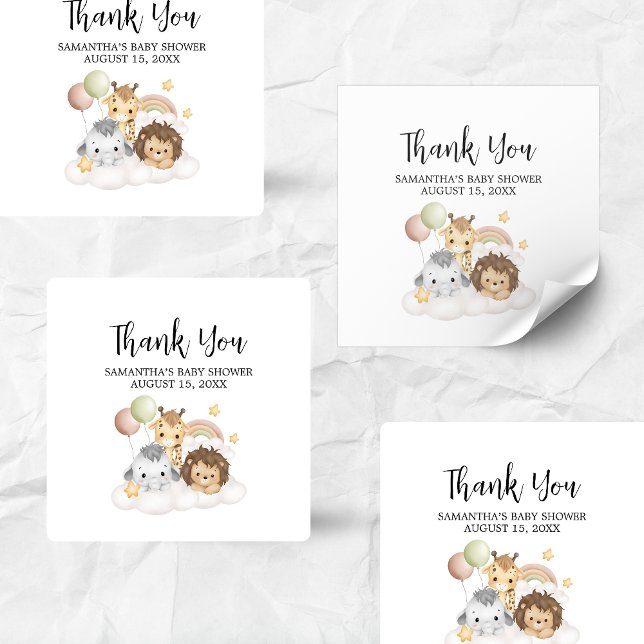 Sticker Carré Little Wild One Cute Baby Shower Square (ittle Wild One Safari Animals Cute Baby Shower Square Sticker)