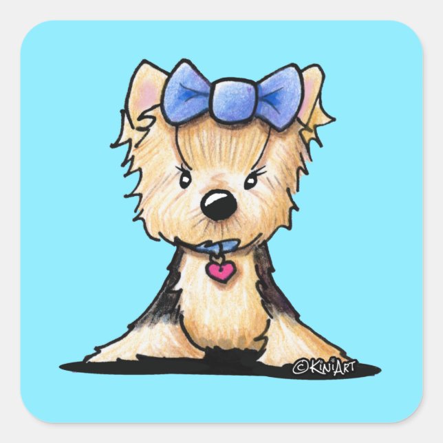 Sticker Carré Little Yorkie Boo (Devant)