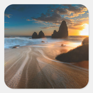 Sticker Carré Littoral Au coucher Du Soleil   Californie du Nord