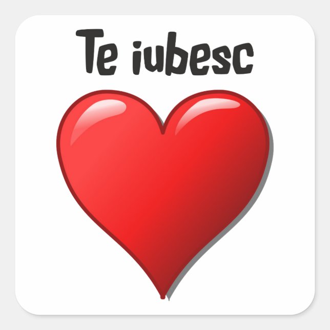 Sticker Carré L'iubesc - Je vous aime en roumain (Devant)