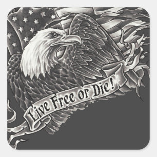 Sticker Carré Live Free ou Die Eagle