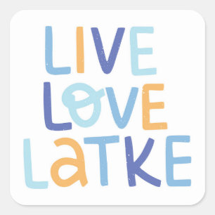 Sticker Carré Live Love Latke Hanoukka Design