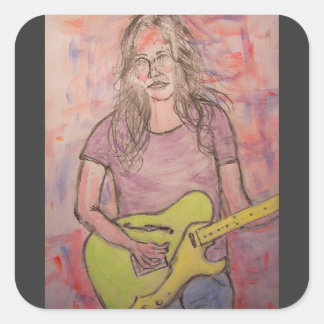 Sticker Carré Live Music Girl Sketch