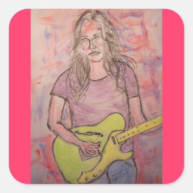 Sticker Carré Live Music Girl Sketch (Devant)