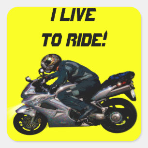 Sticker Carré Live To Ride Motorbiker