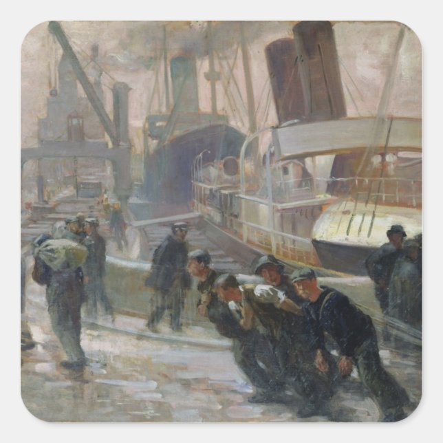 Sticker Carré Liverpool Dockers à Dawn, 1903 (Devant)
